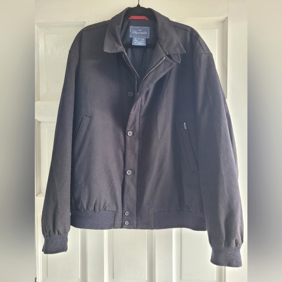 Faconnable Storm System Wool Bomber Jacket Mens Size Xl, Navy Blue
